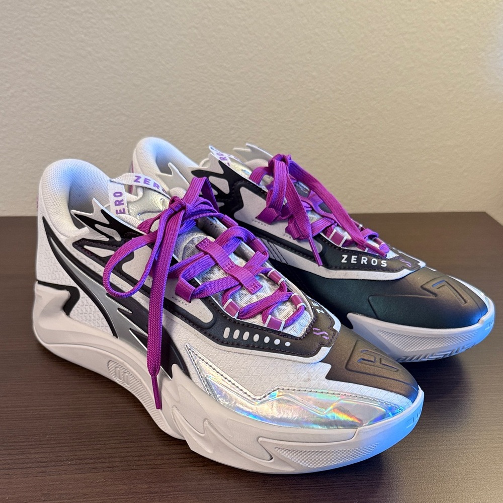 Puma Men's Scoot Zeros II Sterling Feather Gray-Wild Berry Basketball Size 8.5